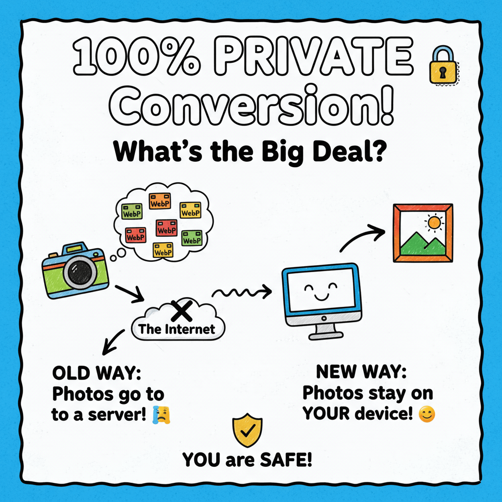 100% Private WebP to JPG Conversion