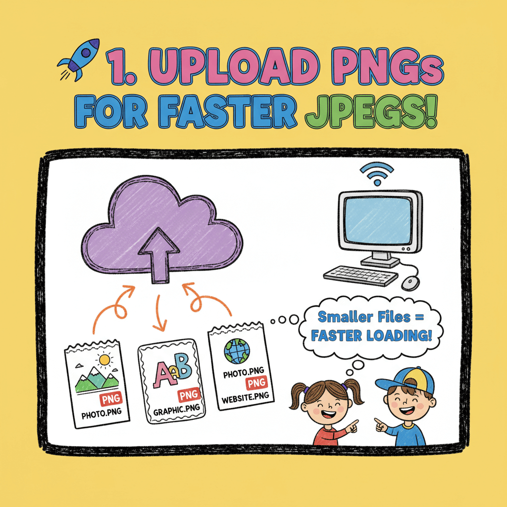 1) Upload PNG Files for JPG Conversion
